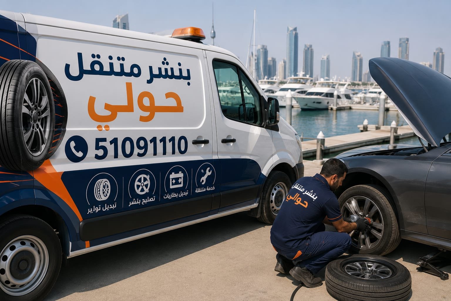 خطوات إصلاح بنشر متنقل حولي