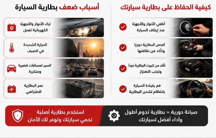 بطاريات سيارات مختلفة للمقارنة بين الأنواع والمقاسات