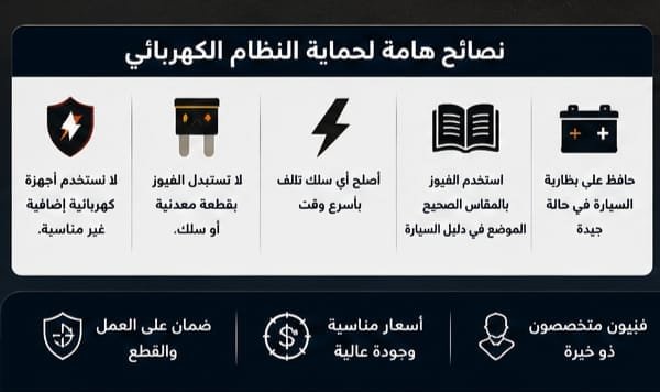 فيوز السيارة يحترق باستمرار؟ الأسباب وكيف تعرف الفيوز التالف فحص فيوزات السيارة ومعرفة الفيوز التالف