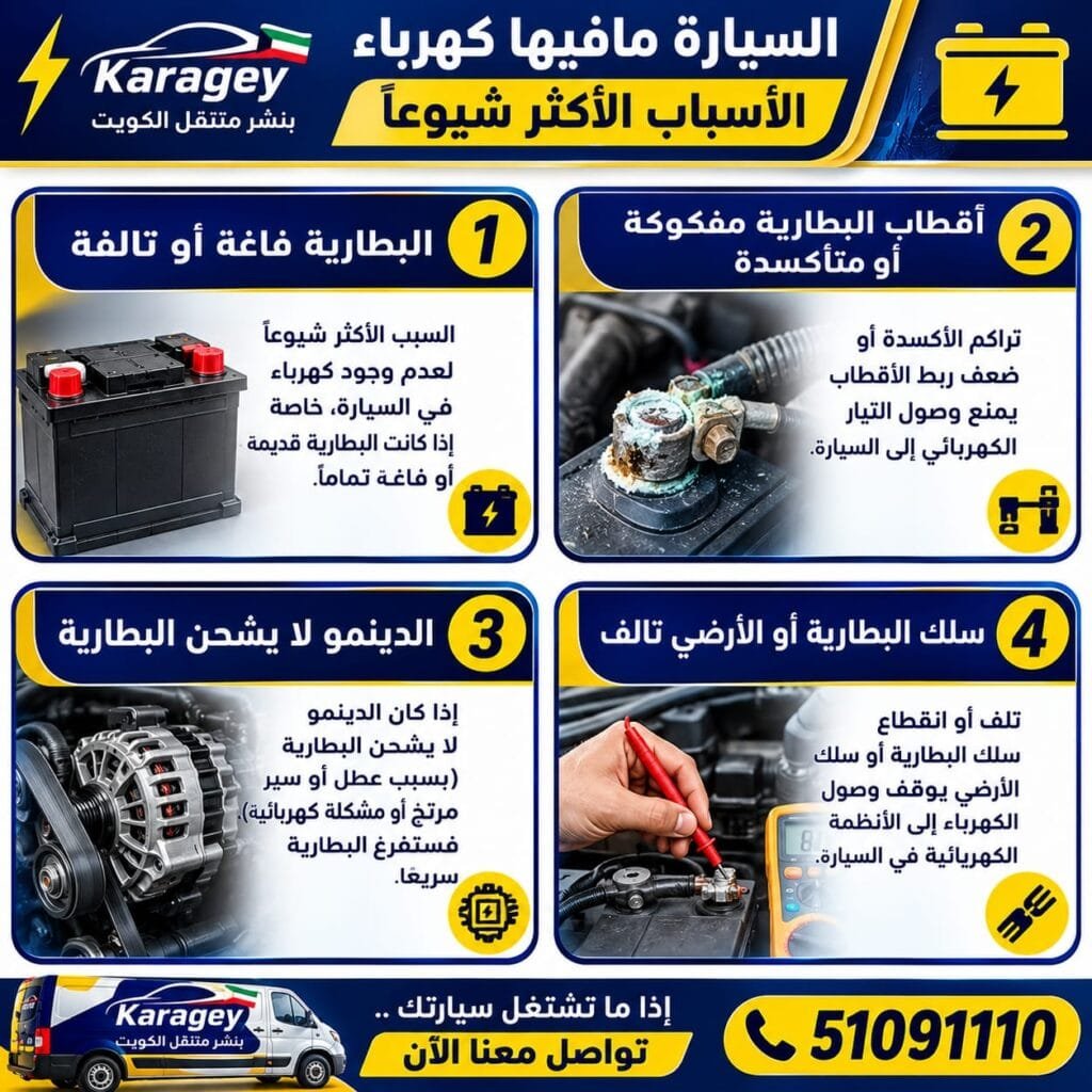 السيارة مافيها كهرباء الاسباب الاكثر شيوعا