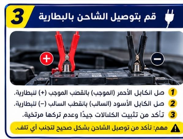 شاحن بطارية السيارة أثناء عملية الشحن