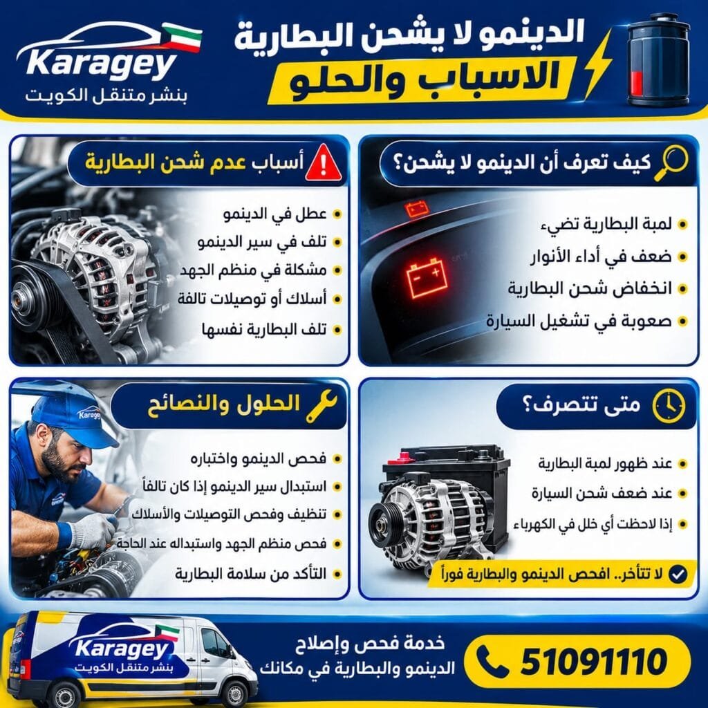 الدينمو لا يشحن البطارية الاسباب والحلول
