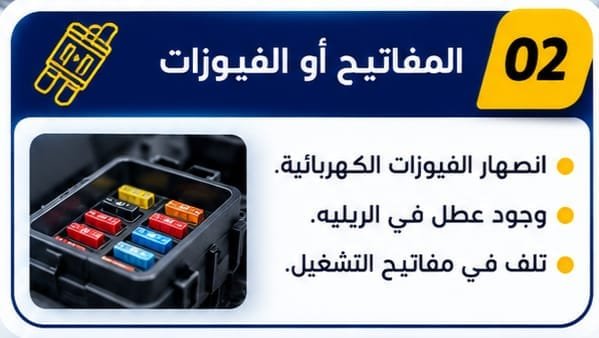فحص بطارية السيارة والتوصيلات الكهربائية