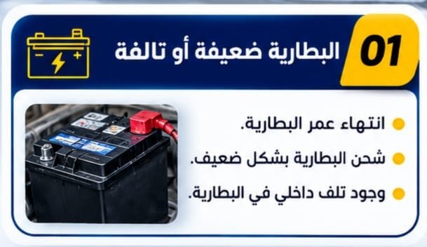 السيارة ما فيها كهرباء بسبب مشكلة في البطارية