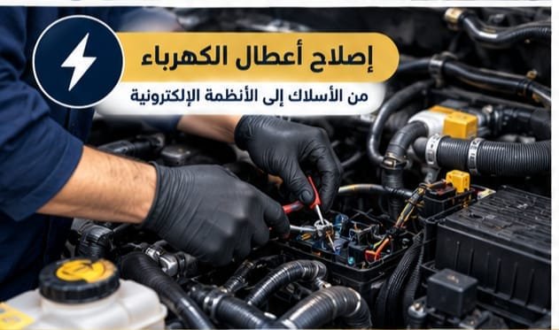 فني كهربائي سيارات يفحص السيارة في الموقع